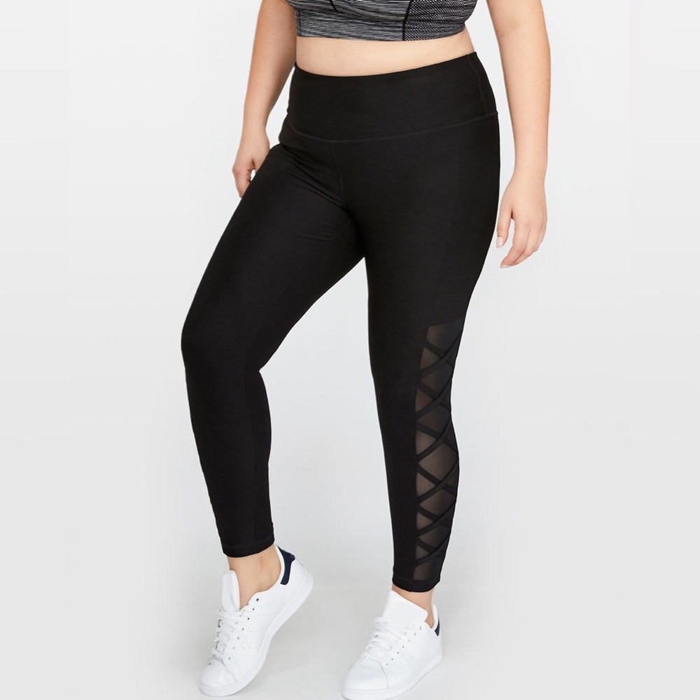 3X Yoga Pants Leggings NOLA Lattice Strap Mesh